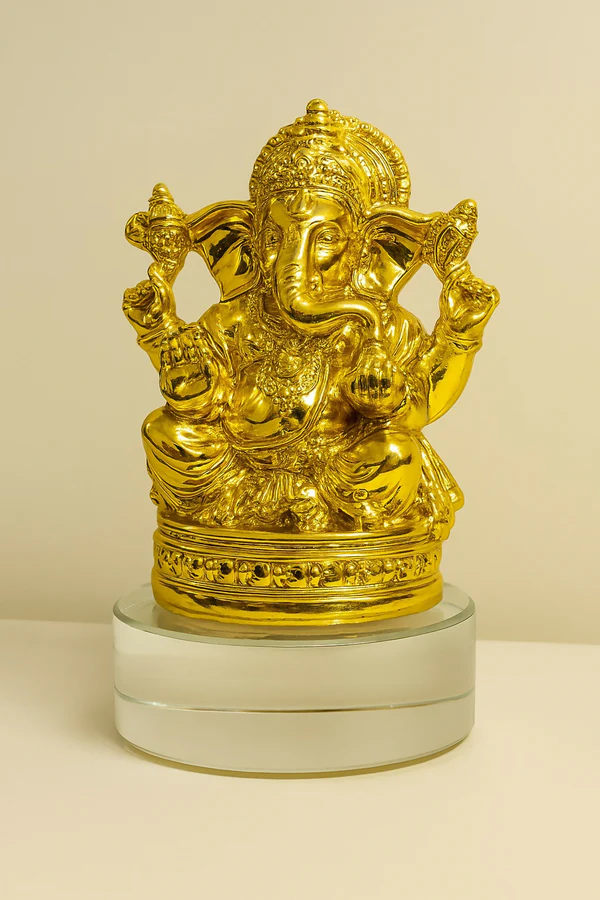 HOME DECOR Golden Lord Ganesha Idol for Home Mandir Decoration – Elegant Ganpati Statue for Pooja Room, Diwali Decor & Auspicious Gifting