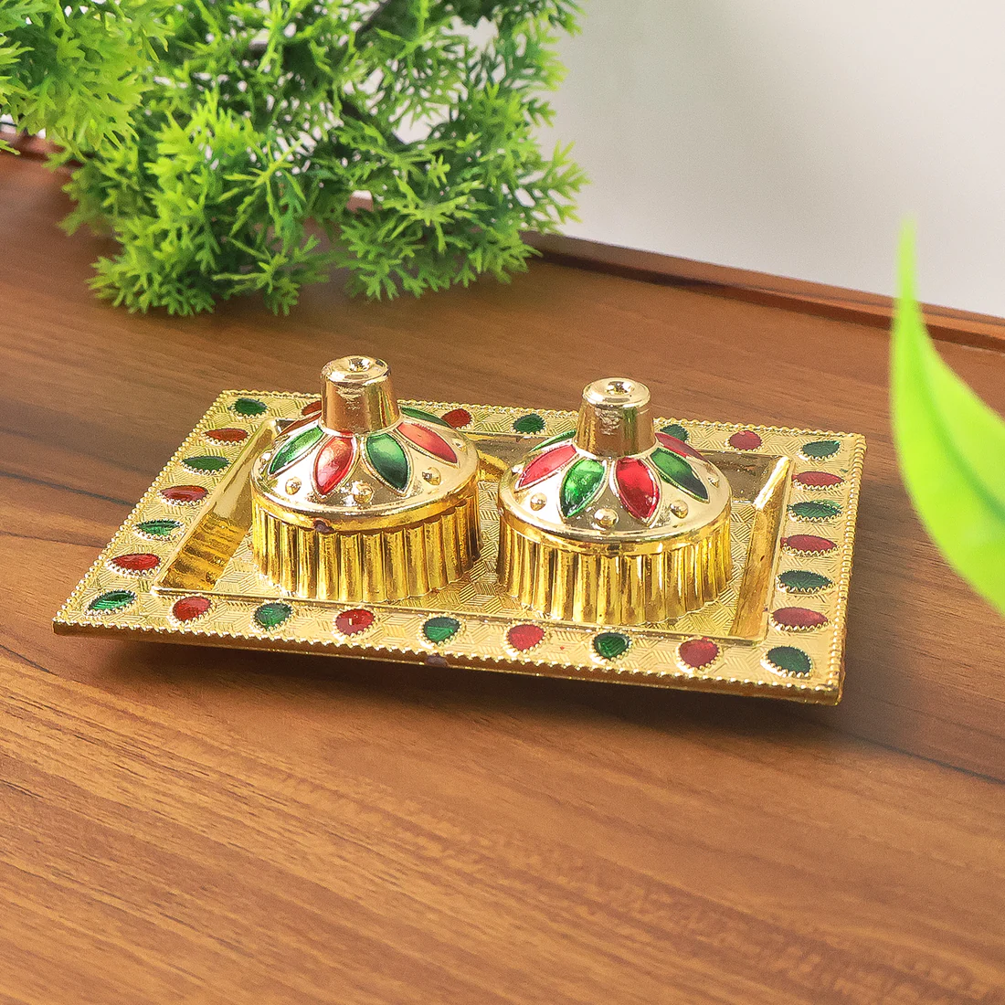Rakasha Bandhan Special Puja Thali, Kumkum Thali Holder, Pooja Return Gift, Indian Housewarming Gifts, Brother / Bhai / Bhabhi / Sister / Family for Rakshabandhan, Diwali (Mix Design) - Image 2