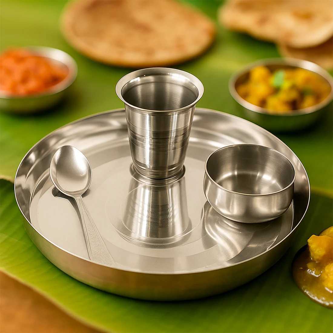 Stainless Steel Pooja Thali - (Set) - Image 2