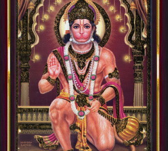 Ram Bhakt Hanuman | Brown Photo Frame for Wall/Table – Spiritual Pooja Room Decor, Divine Artwork for Home and Office 8.3X6.5