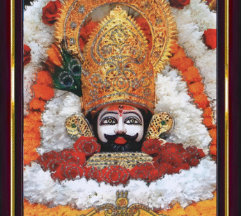 Lord Shree Khatu Shyam Baba | Brown Photo Frame for Wall/Table – Spiritual Pooja Room Decor, Divine Artwork for Home and Office 8.3X6.5