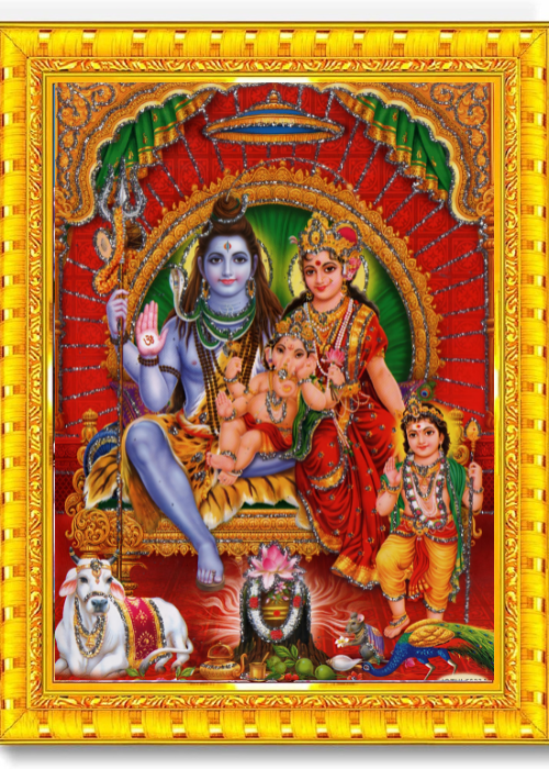 Lord Shivji Hindu God Golden Photo Frame for Wall/Table – Spiritual Pooja Room Decor, Divine Artwork for Home and Office 8.3X6.5